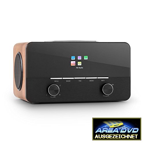 Preisvergleich Produktbild auna Connect 150 WN • 2.1-Internetradio • Digitalradio • Netzwerkplayer • Wi-Fi • Spotify-Connect • DAB / DAB+ / UKW-Tuner mit RDS • USB • AUX • Breitbandlautsprecher • Wecker • Fernbedienung • walnuss