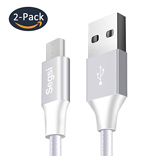 Micro USB Cable, Segsi [2-Pack 3.3ft/1m] Nylon Braided Micro USB Charger for Android Devices, Samsung Galaxy, Kindle, Sony, Nokia, Microsoft, HTC, Motorola, Nexus, Huawei, LG and More(2pack 3.3ft) (white)