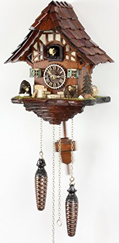 Kuckucksuhr Kuckuckuhr Echtholz NEU batteriebetriebenes Quartzwerk Kuckuckruf -Honigbär 28cm- 22387 - 2