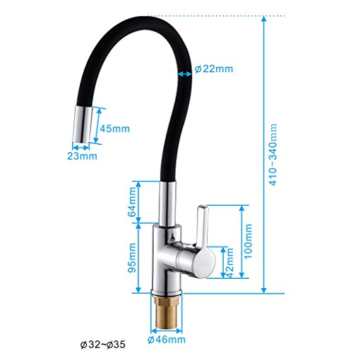 Neueste Auralum „C“ Type schwarz 360° Drehbar Wasserhahn Küchenarmatur Waschtischarmatur - 4