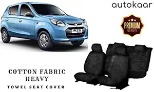 AUTOKAAR Cotton Fabric Heavy Black Towel SEAT Cover for Maruti Alto 800