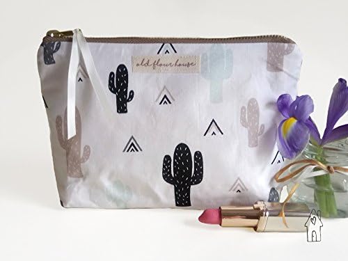 Cactus Print Cotton Makeup or Cosmetics Bag, Old Flour House