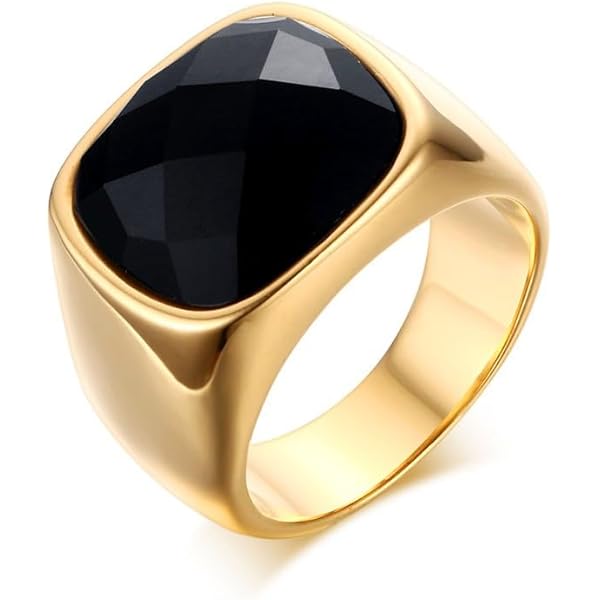 Jewelry - Imposante Bague Chevalière Acier Or Faux Rubis - 23,90