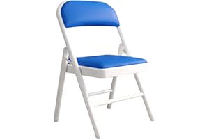 QMBHOZ Chaises pliante Chaises Rembourrées Pliantes Président De Conférence De Formation De Bureau, Chaise Dinante Se Pliante De Ménage, Chaise À Dossier De Dortoir Légère ( Color : White blue , S : 45*45*79