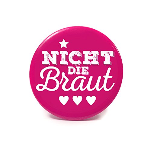 6 Frau Wundervoll JGA Buttons rosa / pink - Nicht die Braut, Ø 5,6 cm - Junggesellinnenabschied / Hen Party / Anstecker