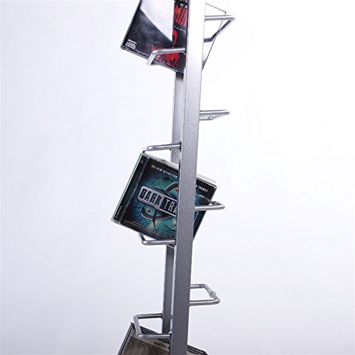 DESIGN CD STÄNDER CD REGAL LOUNGE TOWER 138cm aus Alu mit Glas für 126CDs Metall Rack silber - 4