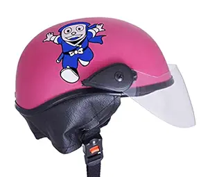 Western Era Stylish Ninja New Hatorri Open Face Helmet for Kids || Baby Safety and Comfort || (3-12 Years) (Pink Matte)