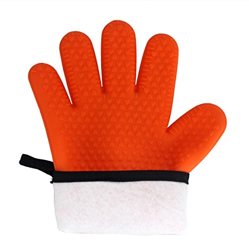 BBeeQ Ofenhandschuhe Silikon und Baumwolle 2er Set – hitzebeständig bis 300°C – zum Grillen, Kochen, Backen – Topfhandschuhe, Backhandschuhe – Orange - 8