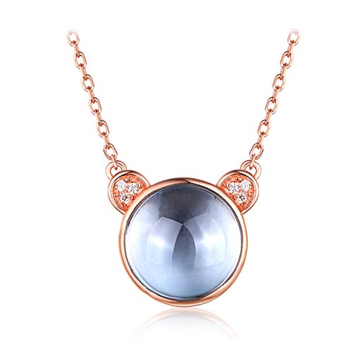 Preisvergleich Produktbild 925 Sterling Silber Halskette, NatüRliche Topas Panda AnhäNger SchlüSselbein Kette Weiblichen Schmuck