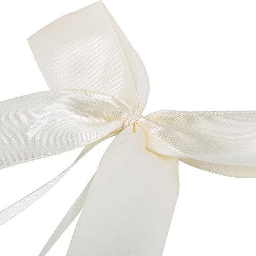 Yahee 50x Schleifen Satinband Dekoschleifen Geschenkband Weihnachten hochzeit (Creme) - 4