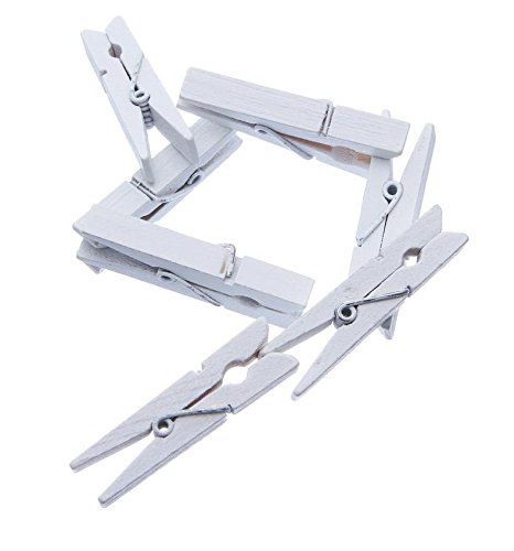 Souarts Mini Weiss Holz Klammer Clips 100St. - 2