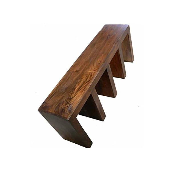 Homescapes - Dakota - Triple E Shaped End/Side Table/Display Unit - Dark - 100% Solid Mango Hard Wood - (No Veneer) Hand Crafted Furniture - Image 4