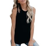 Yvelands Damen Mode Weste unterhemd Camisoles Frauen Sommer Sleeveless einfarbig Casual Tank Tops t-Shirt(Schwarz,M)
