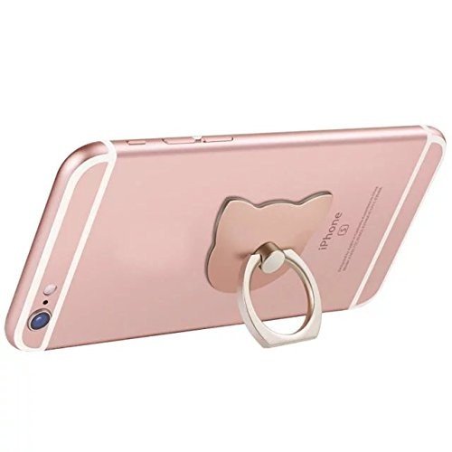 Tiaobug Universal Aufkleber Ring Standplatz Handy Halter 360 Grad Drehbar Metall Smartphone Griff Ring Finger Grip Handy StÃ¤nder Halter Halterung Rosa Katze One Size