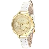 DREAMING Q&P Damen Uhr Analog Quarz mit Weiß Echt Leder Armband Gold Edelstahl MW062J