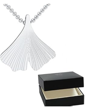 Ginkgoblatt Anhänger mit Halskette in Silber 925 inkl. Luxus-Etui + Kettenanhänger Damen Gingko Anhänger Ginko...