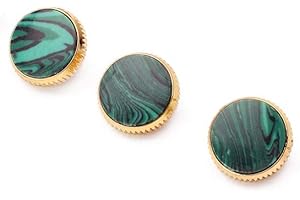 Alnicov Gold Plated Stone Inlays Trumpet Finger Buttons for Trumpet Replacement Green Set of 3