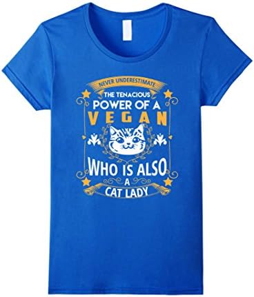 Women's Vegan Cat Lady Animal &amp; Vegetable Lover Gift T-Shirt Large Royal Blue