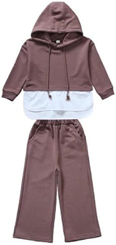 EnergyChildrenscostumes Energy Girls Kid Outfit Chic Soft Athletic Chic Soft 2-Piece Hood Spell Color Sweat Clothes Suit Top and Pants Brown 150cm
