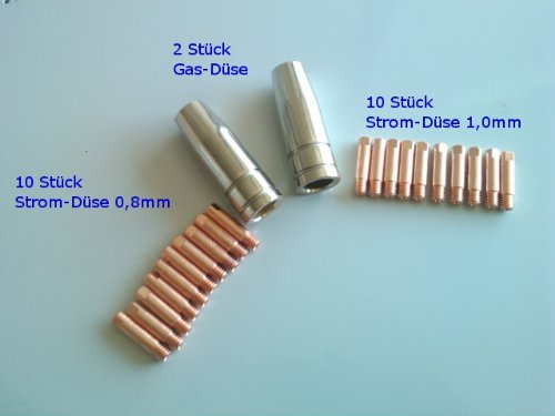 Prime Tech Zubehör-Set für MIG / MAG Schweißgeräte inkl. Gasdüse, Stromdüse 0,8 und 1,0 mm
