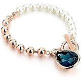 Yellow Chimes Elegance in Pearls Big Crystal Charm Stylish Bracelet for Women and Girls