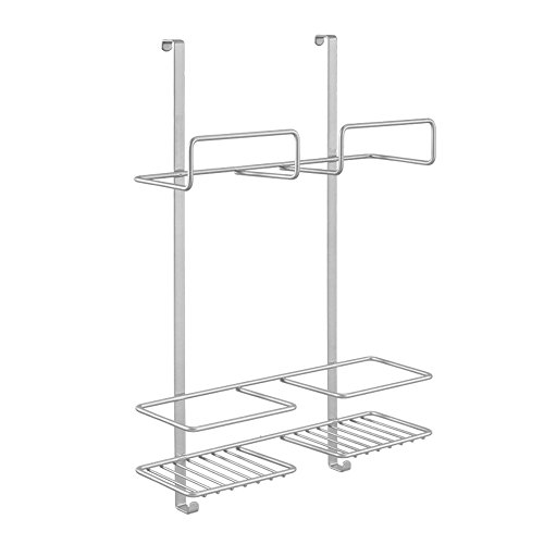 Metaltex 350902039 Türregal "Broomy" - für Besen und Putzmittel, Draht Polytherm beschichtet, silber, 12.5 x 30.1 x 46.3 cm