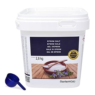 Nortembio Sel d’Epsom NortemBio 2,8kg, Source concentrée de Magnésium, Sel 100% Naturel. Bain et Soins Personnels.