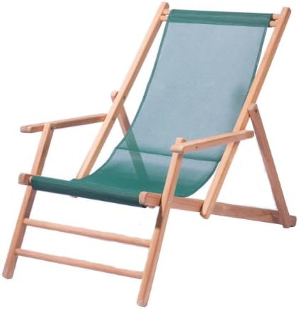 Maxx Deckchair dark green/synthetic fabric/WxHxD 64x98x112cm/frame solid teak