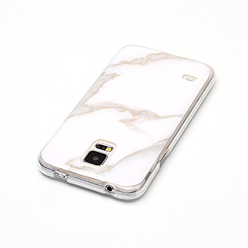 Cozy Hut Für Samsung Galaxy S5 Handyhülle mit Marmor / Marble Design(weiß / grau) | Handytasche | | Schale | | Hülle | | Case | Handy-etui | TPU-Bumper | Soft Case | Schutzhülle Cover für den optimalen Schutz ihres Samsung Galaxy S5 (5,1 Zoll) – Jade weißer Marmor - 4
