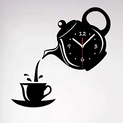 Preisvergleich Produktbild Lightleopard Wandspiegeleffekt hochwertige Teekanne Uhr Dekoration