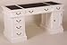 Produktbild Casa Padrino Schreibtisch Kiefer Massiv England Weiß mit Kunstlederbezug 160 cm - Englischer Schreibtisch - Antik Stil - Empire Jugendstil Barock Kolonial Shabby Chic