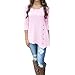 Produktbild Blusen Damen Longra Festliche Blusen Blusenshirt mit Knopfleiste Damen Tunika Blusen Rundhals Lose Hemdbluse Damenmode Kleidung Schöne Oberteile Langarmshirt (Pink, 6XL)