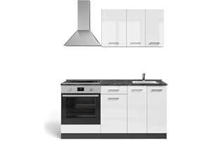 ‎VICCO Vicco Single Kitchen R-Line White High Gloss / Anthracite 160 cm with Hob Cabinet without Worktop