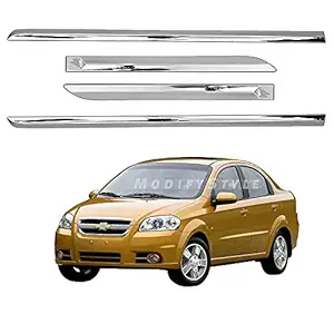 ModifyStyle Side Beading/Side Cladding/Door Garnish/Door Protector Chrome Suitable for Chevrolet Aveo U-VA (2006 to 2012) (Set of 4pcs)