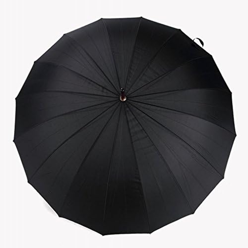 Long Handle High-End Air Wood Handle Umbrella 16 Bony Wood Stick Umbrella Solid Wood Charm Advertising Umbrella,Black,26 inch (diameter 106cm)