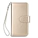 Produktbild iPhone SE / 5 5S Hülle, Bear Village® Premium Soft PU Schutzhülle mit 9 kartenfächern, Multifunktion Magnetischen Klappständer Hülle für Apple iPhone SE / 5 5S (#7 Gold)