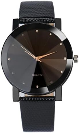 LILICAT Men's Wrist Watch, Classic Business Luxury Faux Leather Band Analog Quartz Clock Watches Black Round Case Dial With Golden Pointer Faux Diamond Fashion Casual Best Gift (Black)