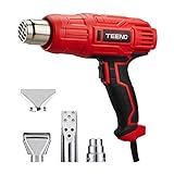 Décapeur Thermique, TEENO 2000W Pistolet à Air Chaud,2 Températures 350℃/600℃, Vitesse du Vent 300-500L/min, 4 Accessoires en Métal