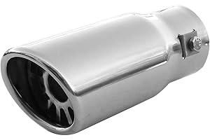 BOLOROMO Exhaust Tip Muffler Trim Tail Single End Pipe Sport Stainless Steel Chrome 49 mm