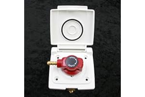 PRO-STYLING DESIGN FOR PERFECTION pro-Styling Prise de gaz extérieure, clapet d'alimentation pour camping-car ou caravane, Blanc, Poignée rouge, Manuel