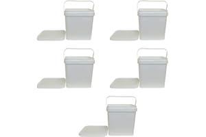 OIPPS Invopak 5 x 17 Litre Food Grade Square Plastic Bucket with Lid and Handle - White, Airtight, Recyclable & BPA Free