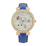 IG Invictus Luxus Damen Metall Quartz Lether Gürtel Zifferblatt mit Diamant Damenuhren Ruijiu mit Diamant Liebes Armbanduhr ZYBFLS 41 Liebe lässig auf Blau MIT diamanten