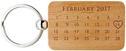 Keyring „Calendar“ – Wooden Rectangular Keychain – Beautifully Engraved With Names And Date - Personalised Love Gift - Valentine’s Day Gifts - Wedding Presents