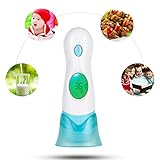 UVISTAR Infrarot Digitales Fieberthermometer für Baby kleikinder Erwachsene, Professionales Ohrthermometer Stirnthermometer, Kontaktlos Schnell mit LCD-Hintergrundbeleuchtung körpertemperatur / Flüssigkeit zum Messen , 3 in 1 mit Uhr-Funktion Temperaturkalibrierung