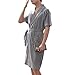Produktbild LIULIFE Morgenmantel Herren Nachtwäsche Baumwolle Nachthemd Kurzarm Bademantel Lose Mode Lässig Zuhause Hausmantel Strickjacke Loungewear,Grey-L