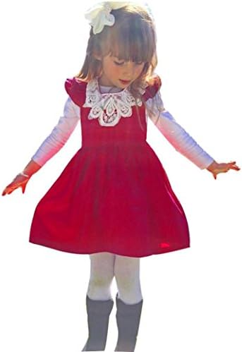Dreamkon Toddler Kid Baby Girl Lace Ruffle Sleeveless Princess Party Mini Dresses (0~6 Month, Red)