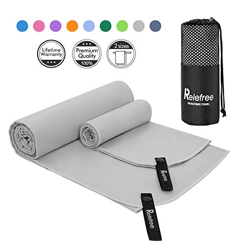 Relefree Toalla de Microfibra, Toalla Deportiva o para el Viaje, seco rápido, súper Absorbente, antibacteriana, baño, Yoga, Sauna, Camping, natación, Gimnasio, Playa