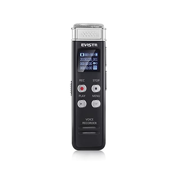 EVISTR Slim Digital Voice Recorder Black 8GB/560 Hours Capacity