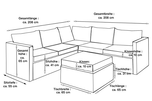 POLY RATTAN Sitzgruppe Sofa Lounge Set grau Gartenmöbel Terrassen Garten Gruppe