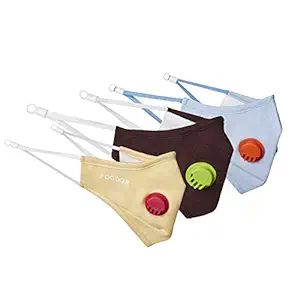 Fodder Perfect Fit Reusable Double Respirator Mask with Adjustable Ear Hooks for primary age kids (7-11 yrs) (Pack of 3) (Multicolor Combo 3)
